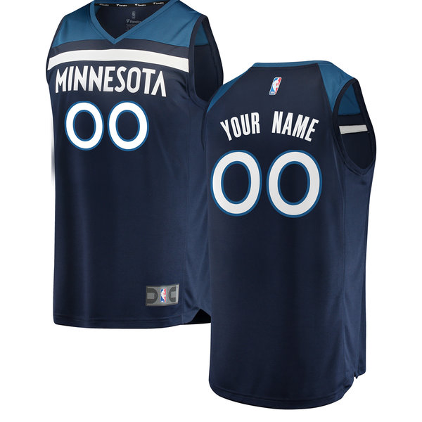 maglia bambino basket Custom 0 minnesota timberwolves navy 2020